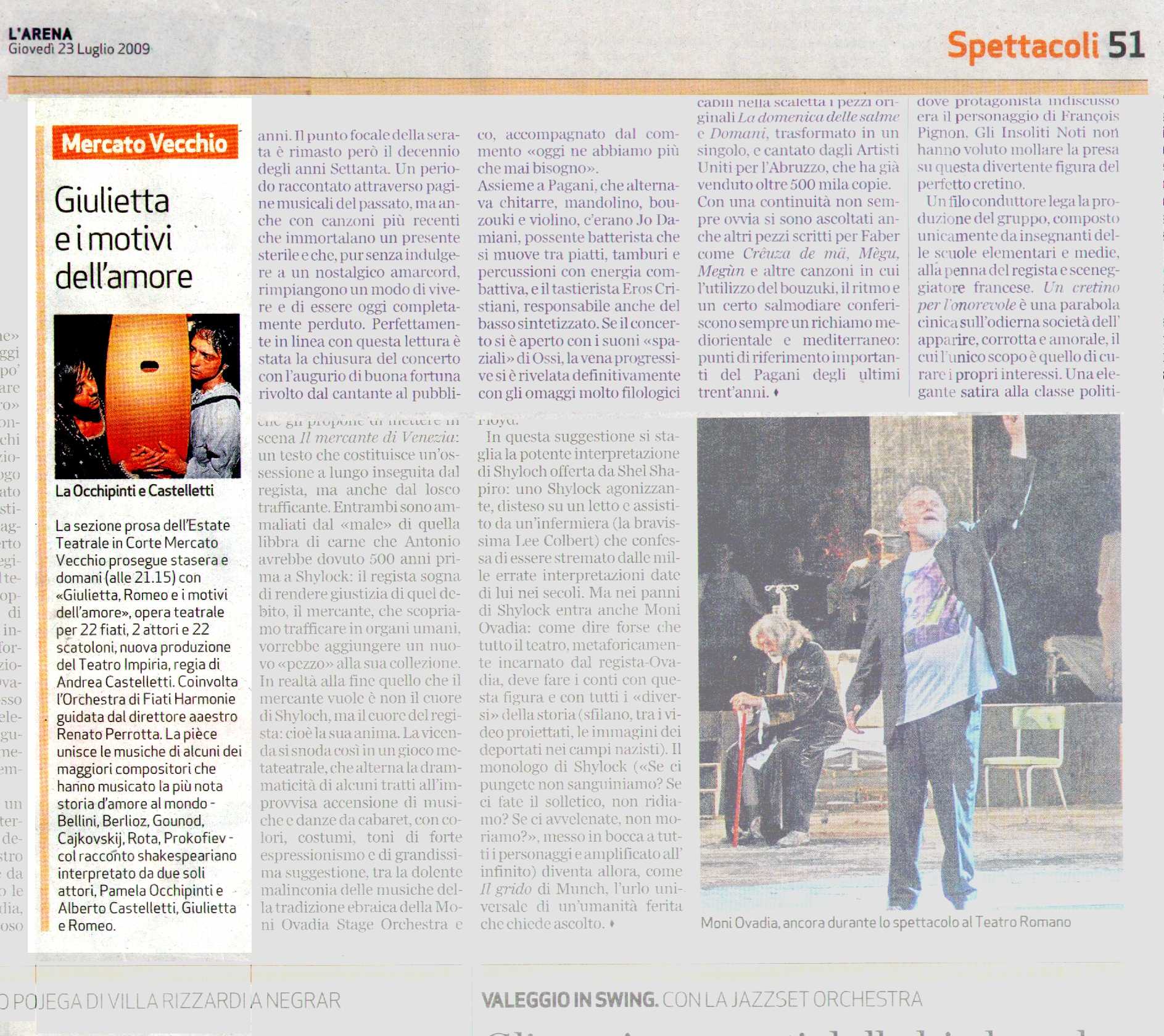 Rassegna stampa: Giulietta e i motivi dell'amore