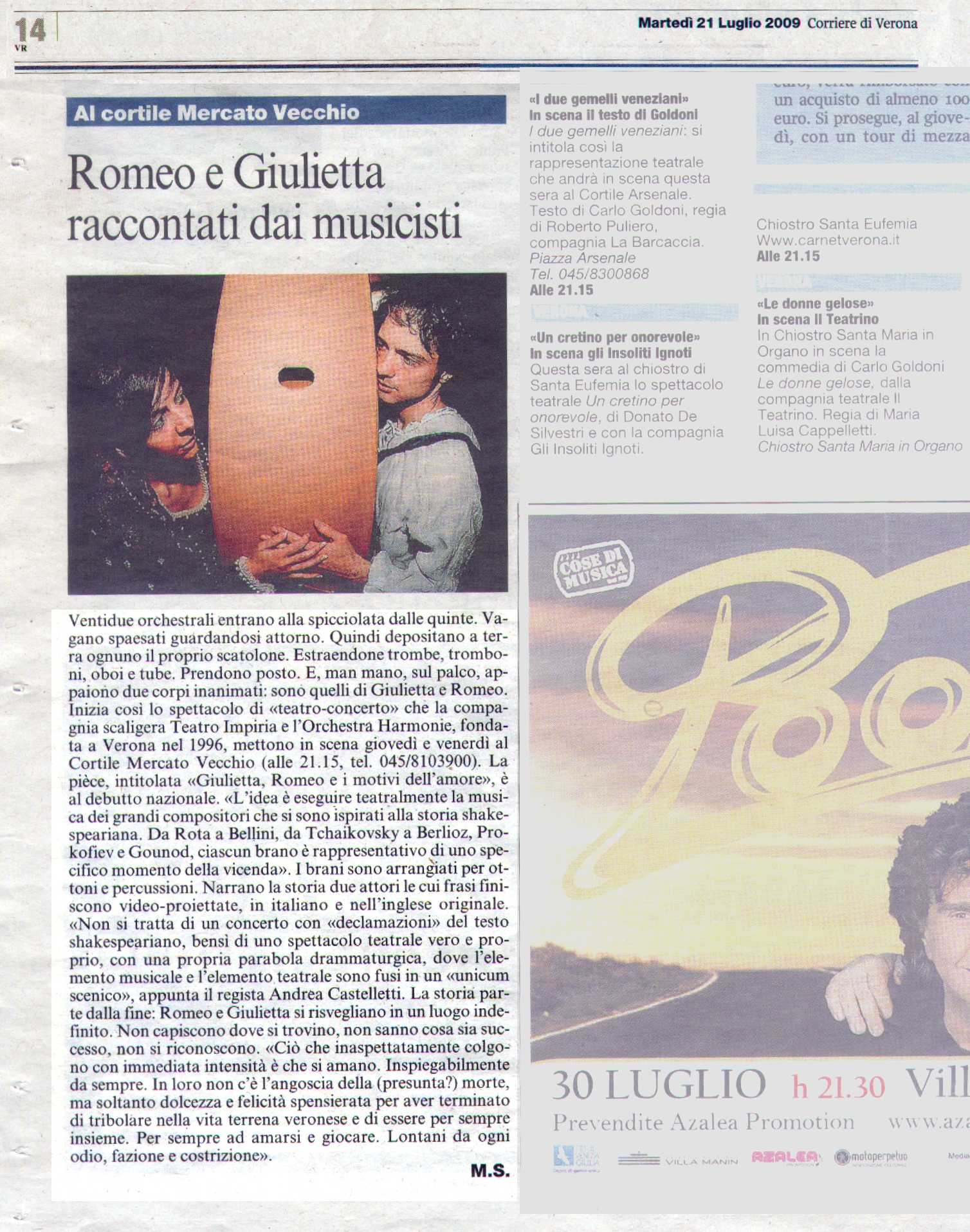 Rassegna stampa: Romeo e Giulietta raccontati dai musicisti
