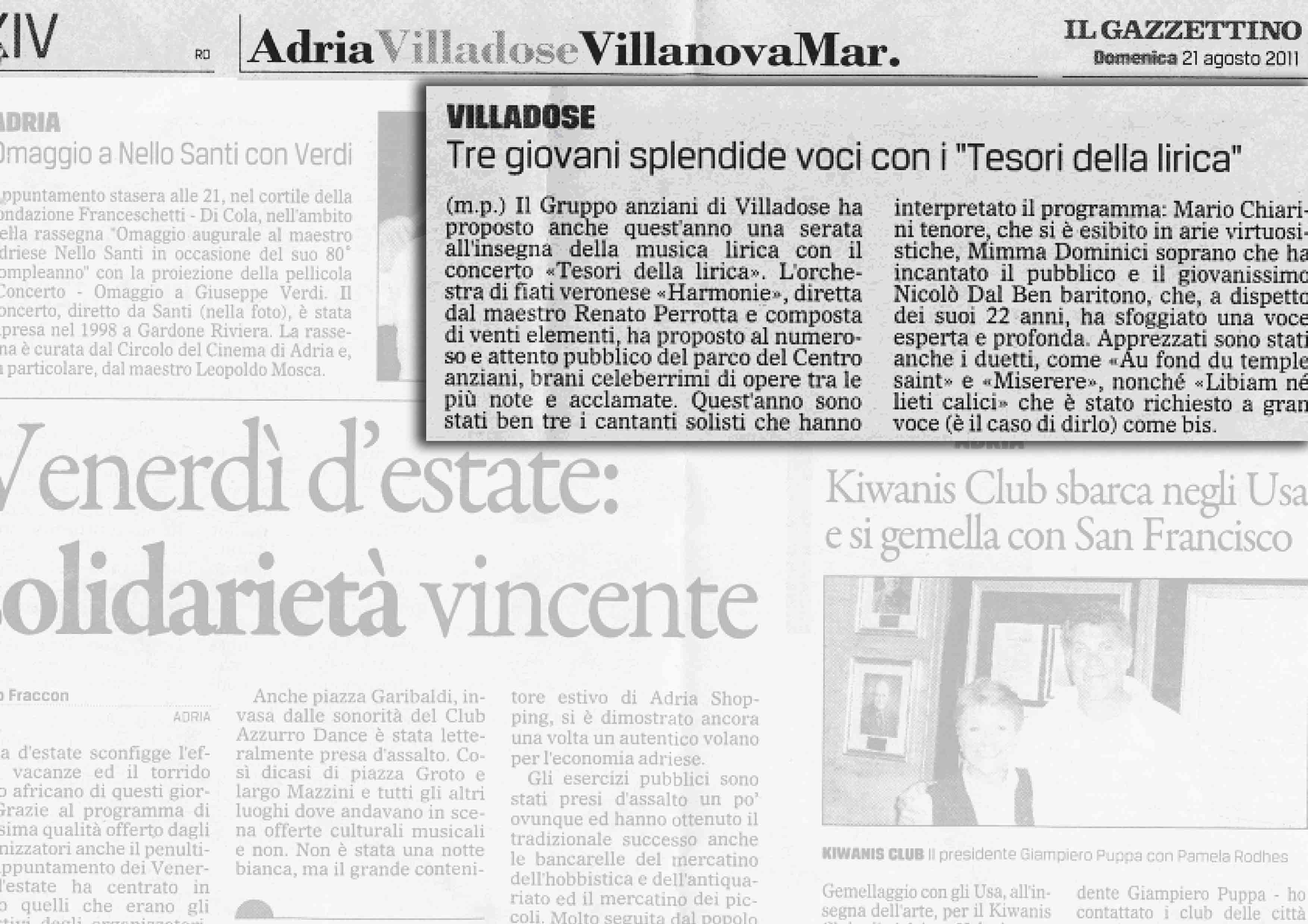 Rassegna stampa: Tre giovani splendide voci